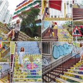 จุดถ่ายรูป ฮ่องกง : บันได ดอกไม้ เยามะไต๋